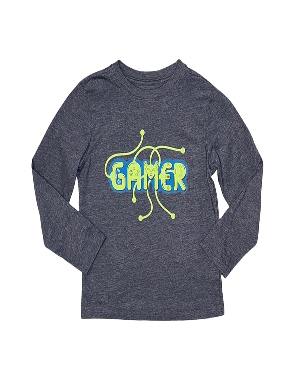 CAT & JACK Boy's Grey Graphic Long Sleeve Shirt XS 4/5